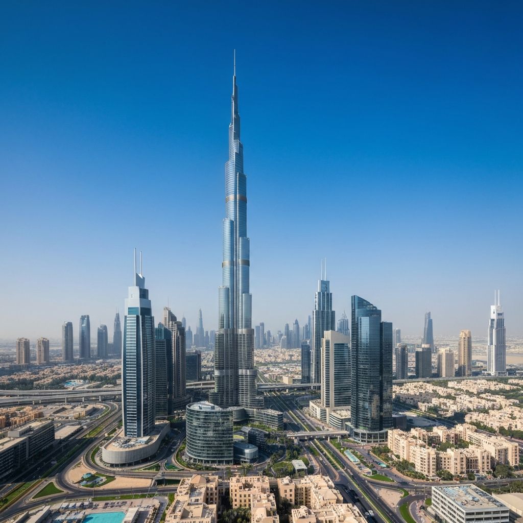 UAE economic growth and business skyline